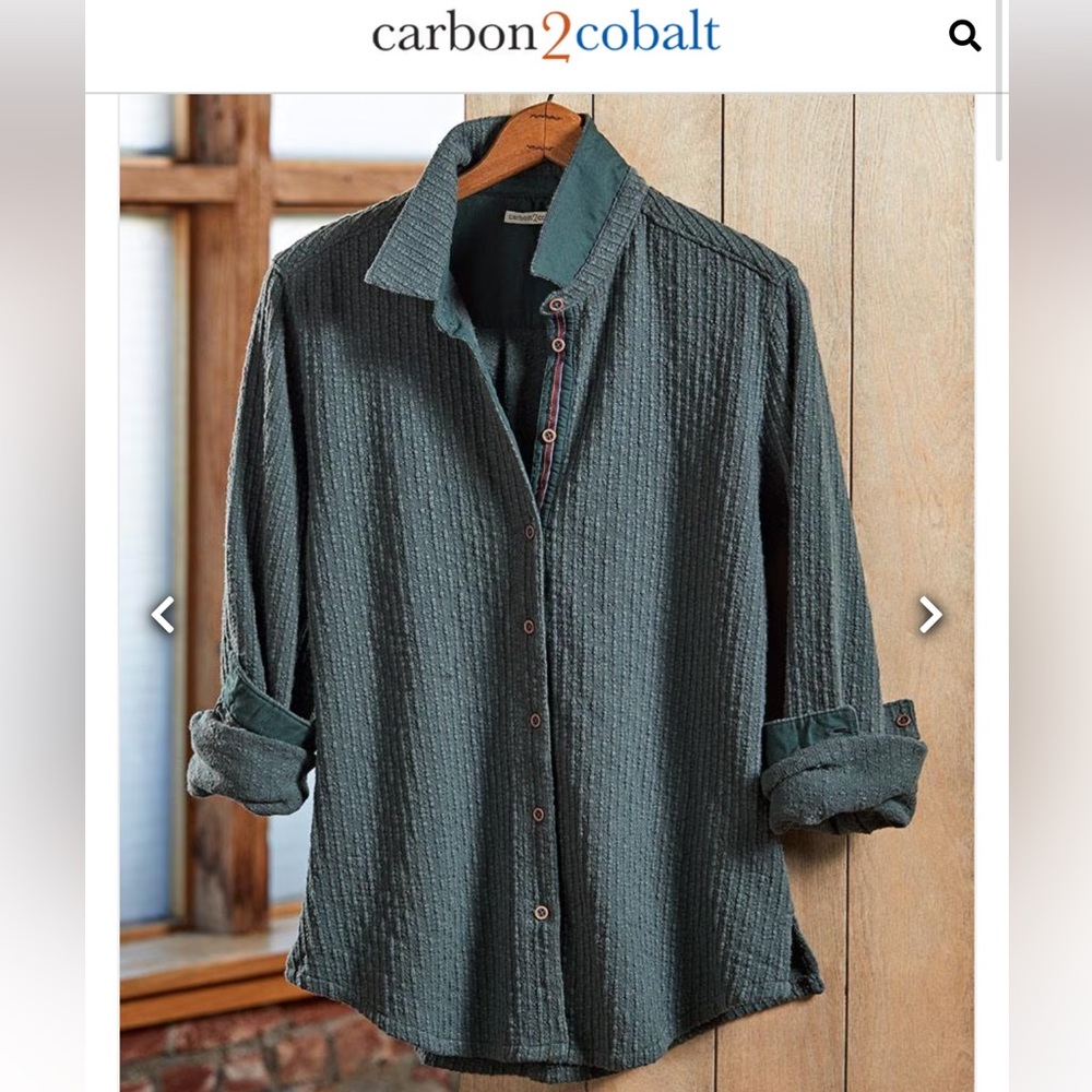 Carbon2Cobalt Women's Creekside Knit Shirt size S Eucalyptus color.